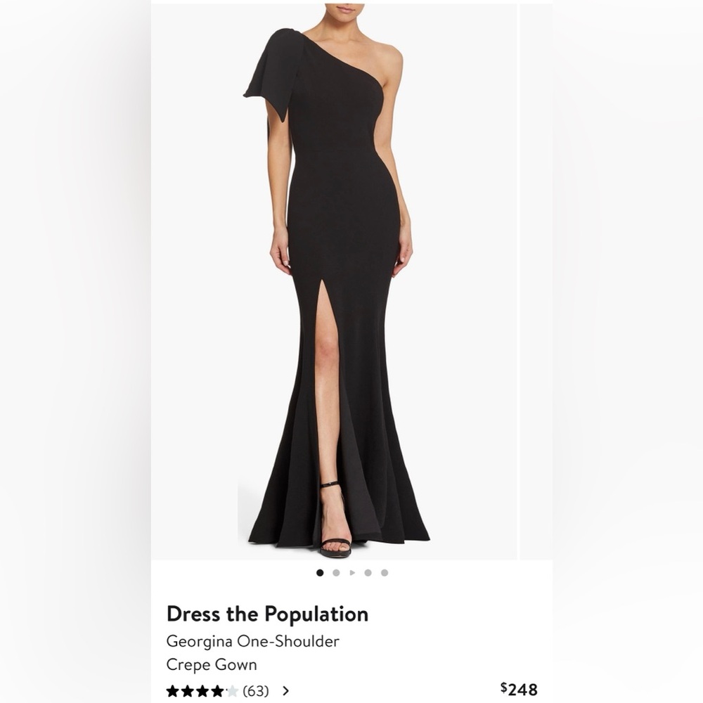 Dress the Population ‘Georgina’ One-Shoulder Crepe Gown Size M